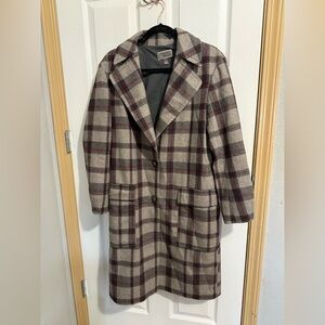 Chelsea28 Gray and Red Checkered Coat